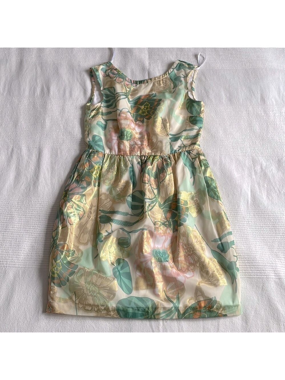 H&M Conscious Collection Gold Floral Tulip Mini Dress Size 8